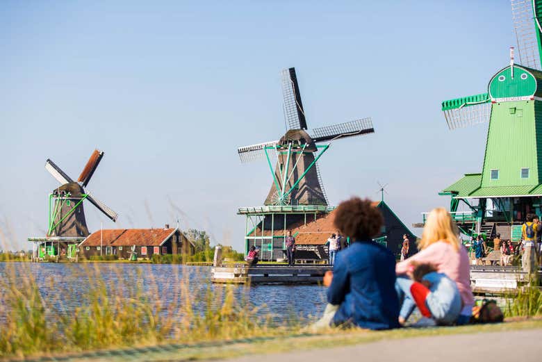 Visitando os moinhos moinhos de Zaanse Schans
